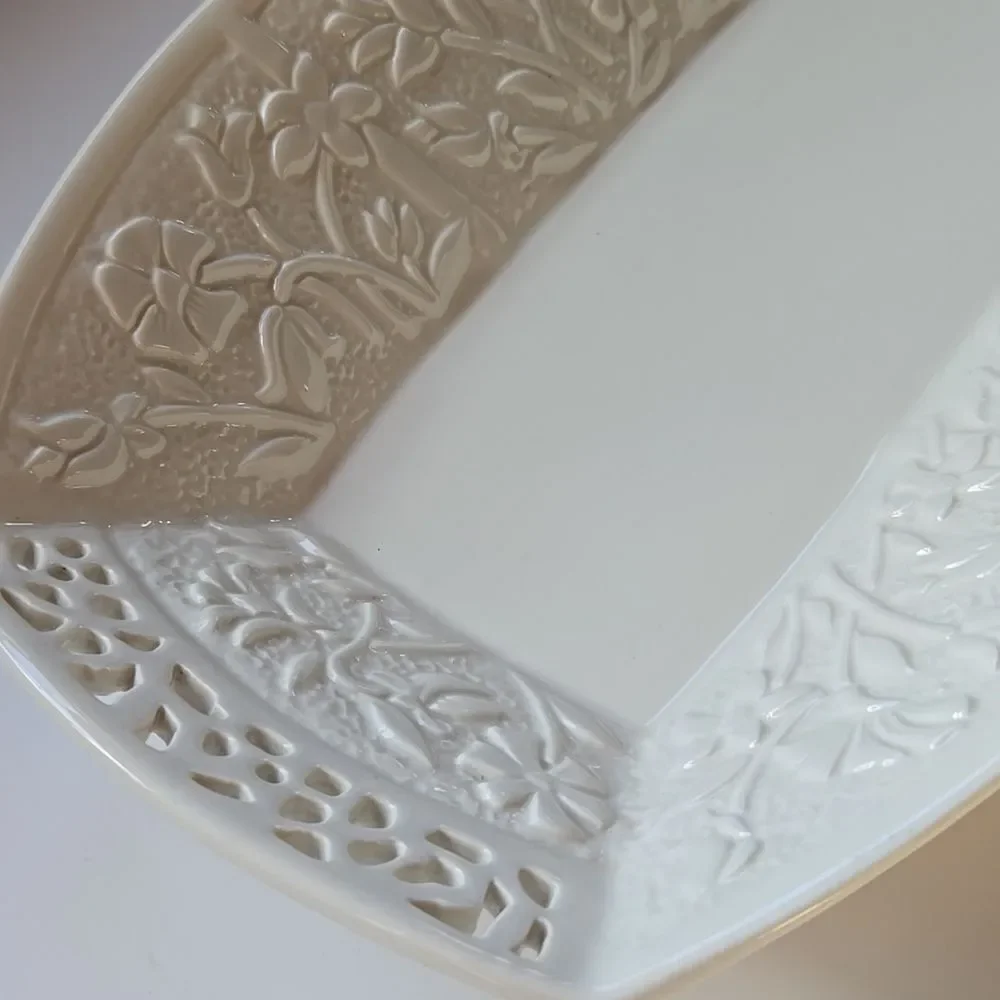 Lenox Jasmine Rectangle Serving Tray Floral Lattice 120th Anniversary Collection